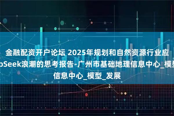 金融配资开户论坛 2025年规划和自然资源行业应对DeepSeek浪潮的思考报告-广州市基础地理信息中心_模型_发展